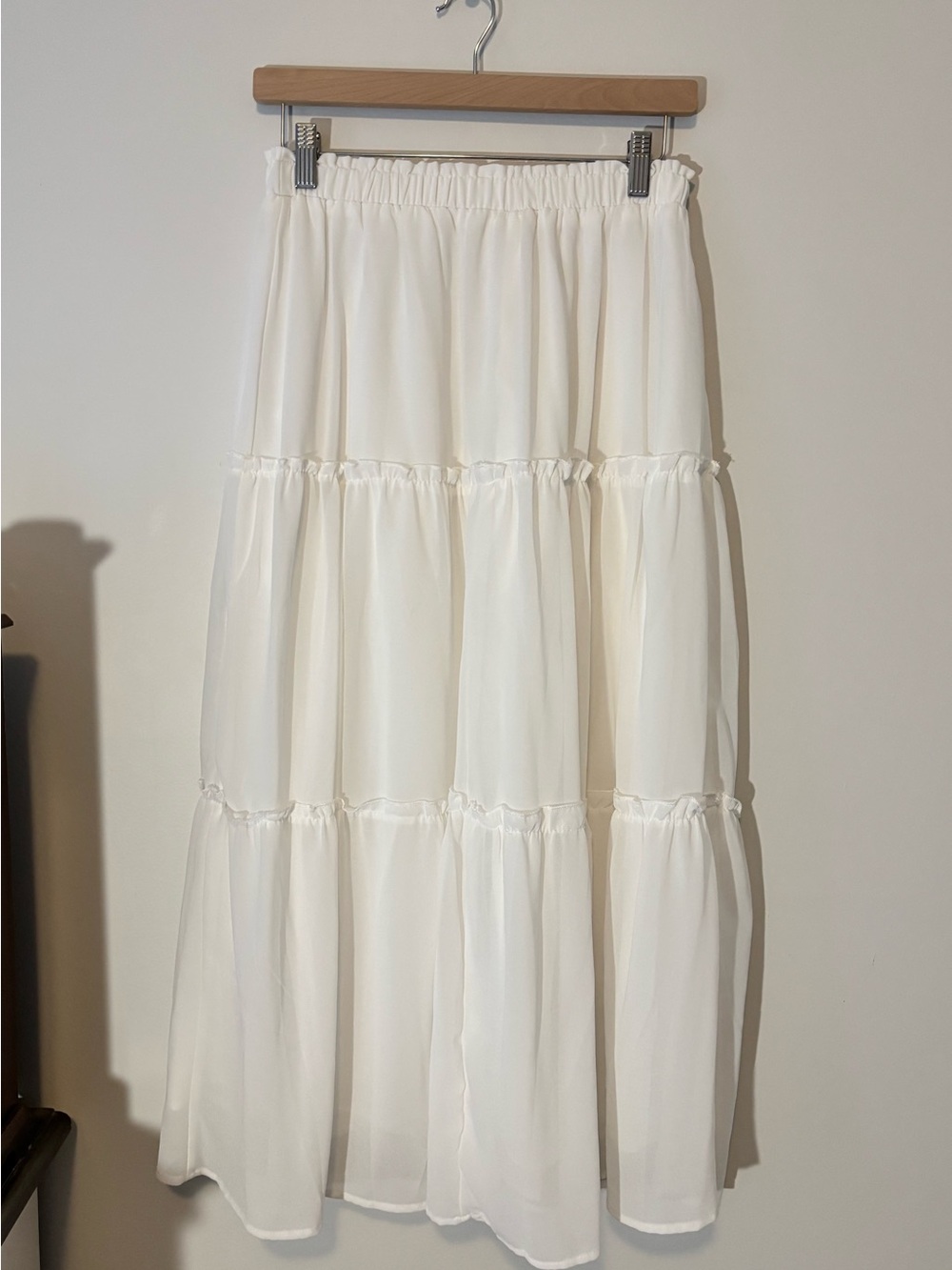 Women's White Tiered Maxi Skirt